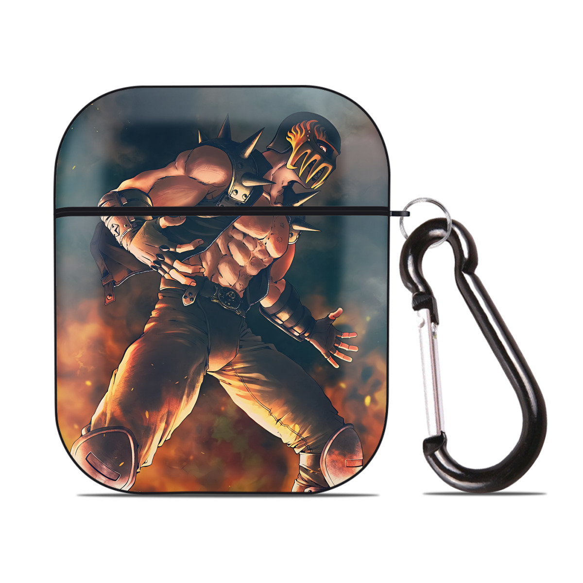 （画像用） 北斗の拳 Fist of the North Star AirPods 第2世代保護ケース ハードシェル ブラック 耐衝撃・防指紋・カラビナ付き