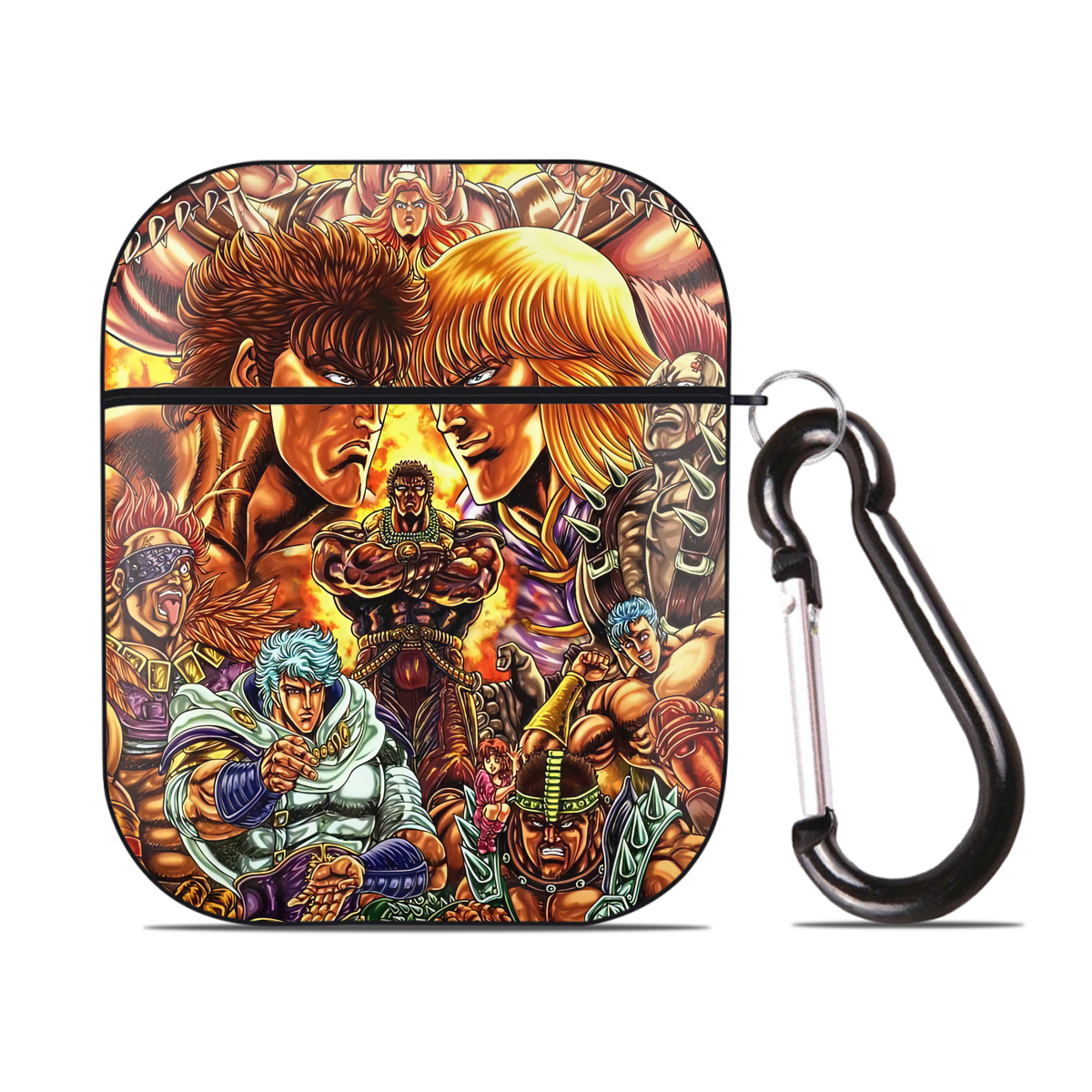 （画像用） 北斗の拳 Fist of the North Star AirPods 第2世代保護ケース ハードシェル ブラック 耐衝撃・防指紋・カラビナ付き