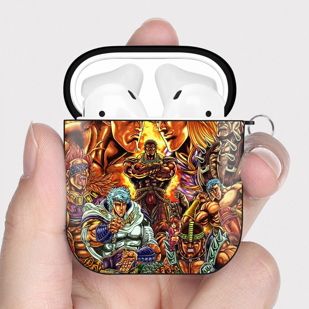 （画像用） 北斗の拳 Fist of the North Star AirPods 第2世代保護ケース ハードシェル ブラック 耐衝撃・防指紋・カラビナ付き