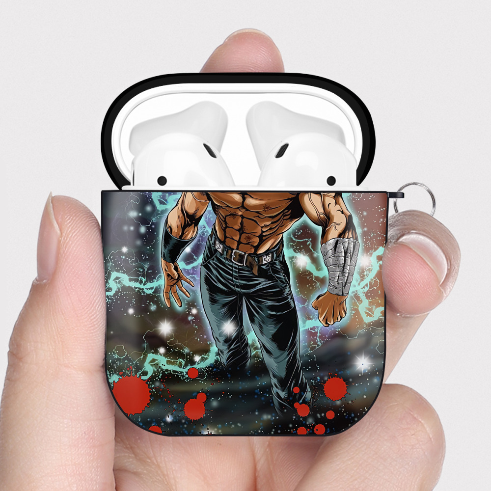 （画像用） 北斗の拳 Fist of the North Star AirPods 第2世代保護ケース ハードシェル ブラック 耐衝撃・防指紋・カラビナ付き