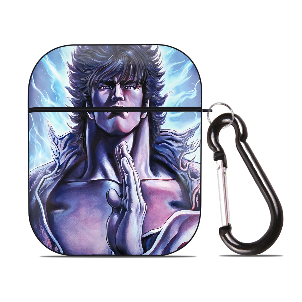 （画像用） 北斗の拳 Fist of the North Star AirPods 第2世代保護ケース ハードシェル ブラック 耐衝撃・防指紋・カラビナ付き