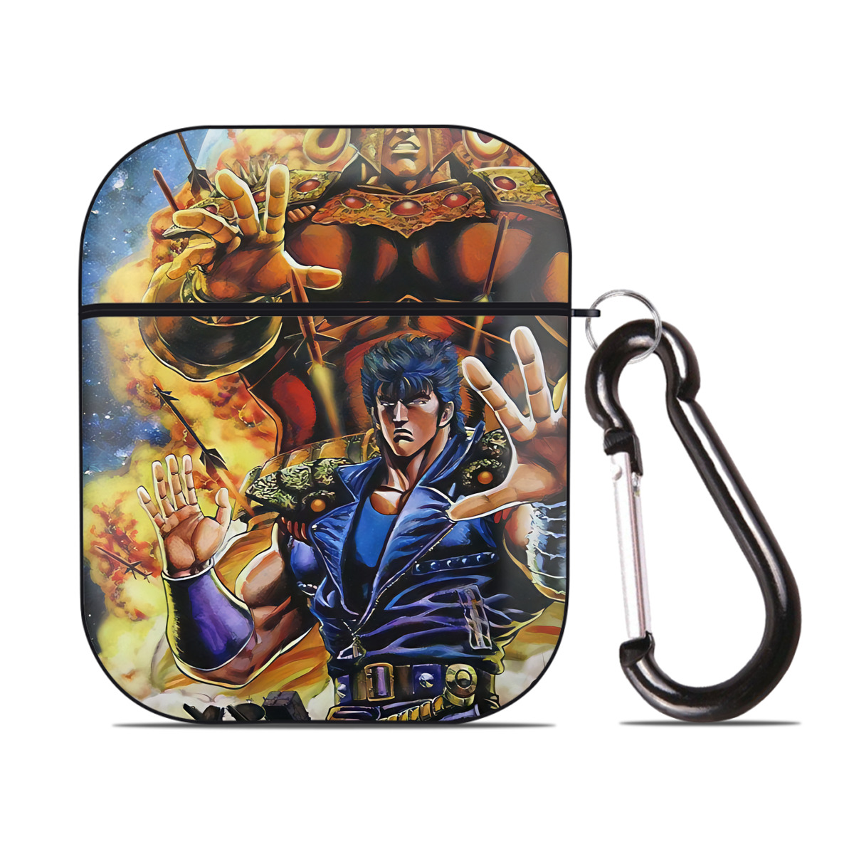 （画像用） 北斗の拳 Fist of the North Star AirPods 第2世代保護ケース ハードシェル ブラック 耐衝撃・防指紋・カラビナ付き
