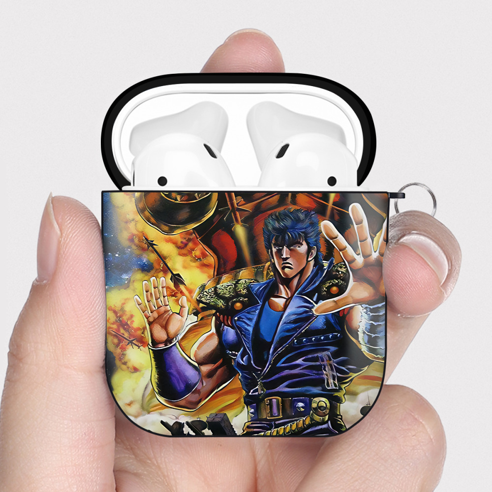 （画像用） 北斗の拳 Fist of the North Star AirPods 第2世代保護ケース ハードシェル ブラック 耐衝撃・防指紋・カラビナ付き