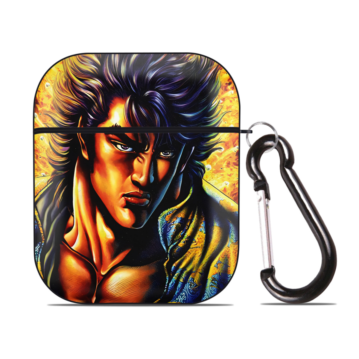 （画像用） 北斗の拳 Fist of the North Star AirPods 第2世代保護ケース ハードシェル ブラック 耐衝撃・防指紋・カラビナ付き