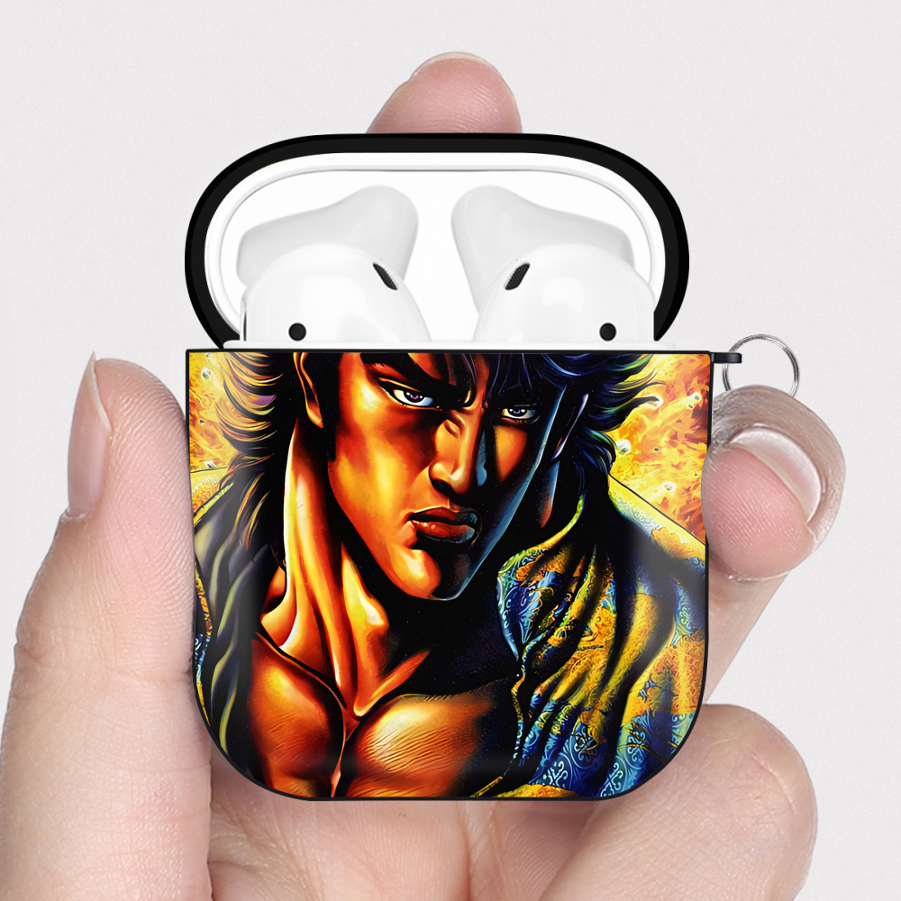 （画像用） 北斗の拳 Fist of the North Star AirPods 第2世代保護ケース ハードシェル ブラック 耐衝撃・防指紋・カラビナ付き