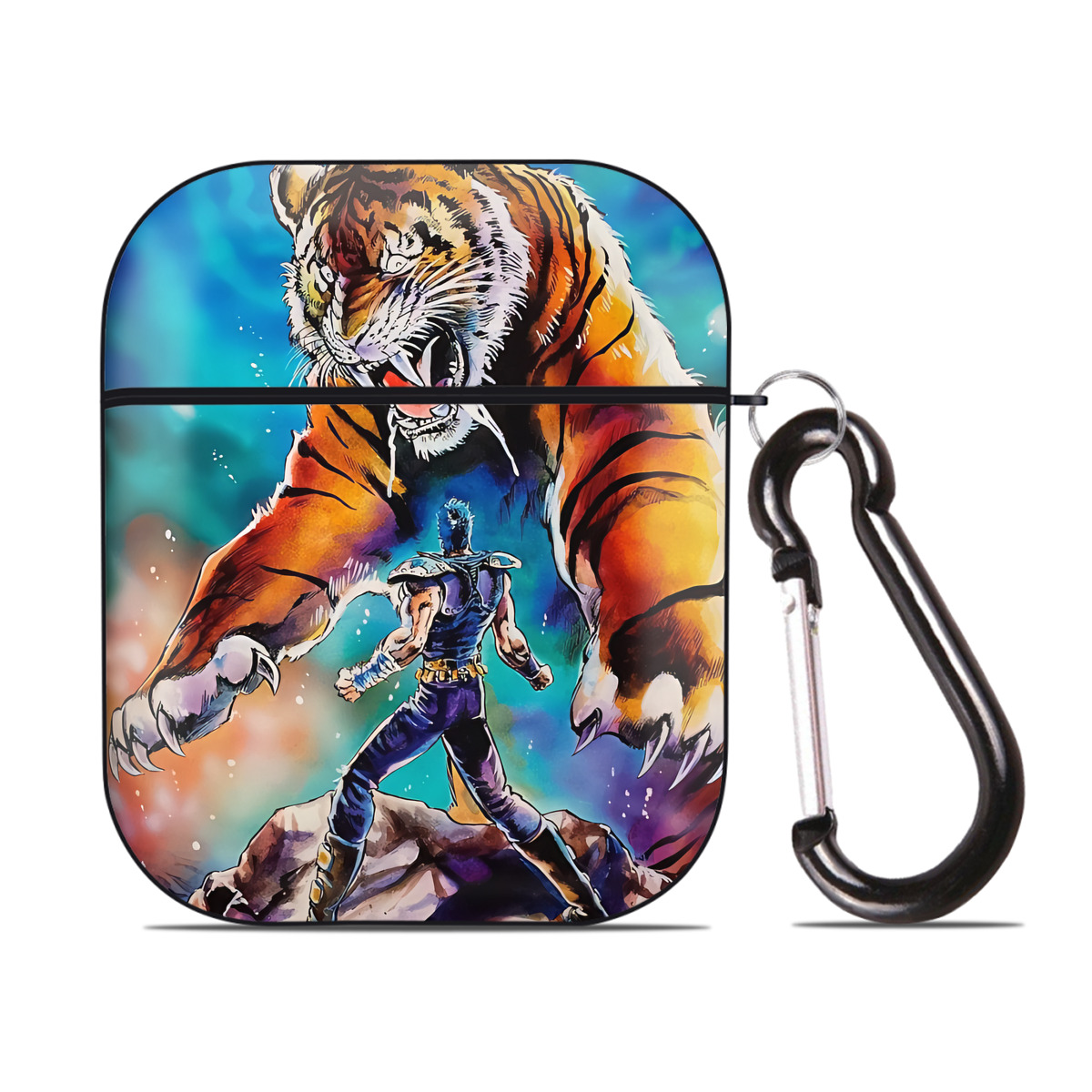 （画像用） 北斗の拳 Fist of the North Star AirPods 第2世代保護ケース ハードシェル ブラック 耐衝撃・防指紋・カラビナ付き