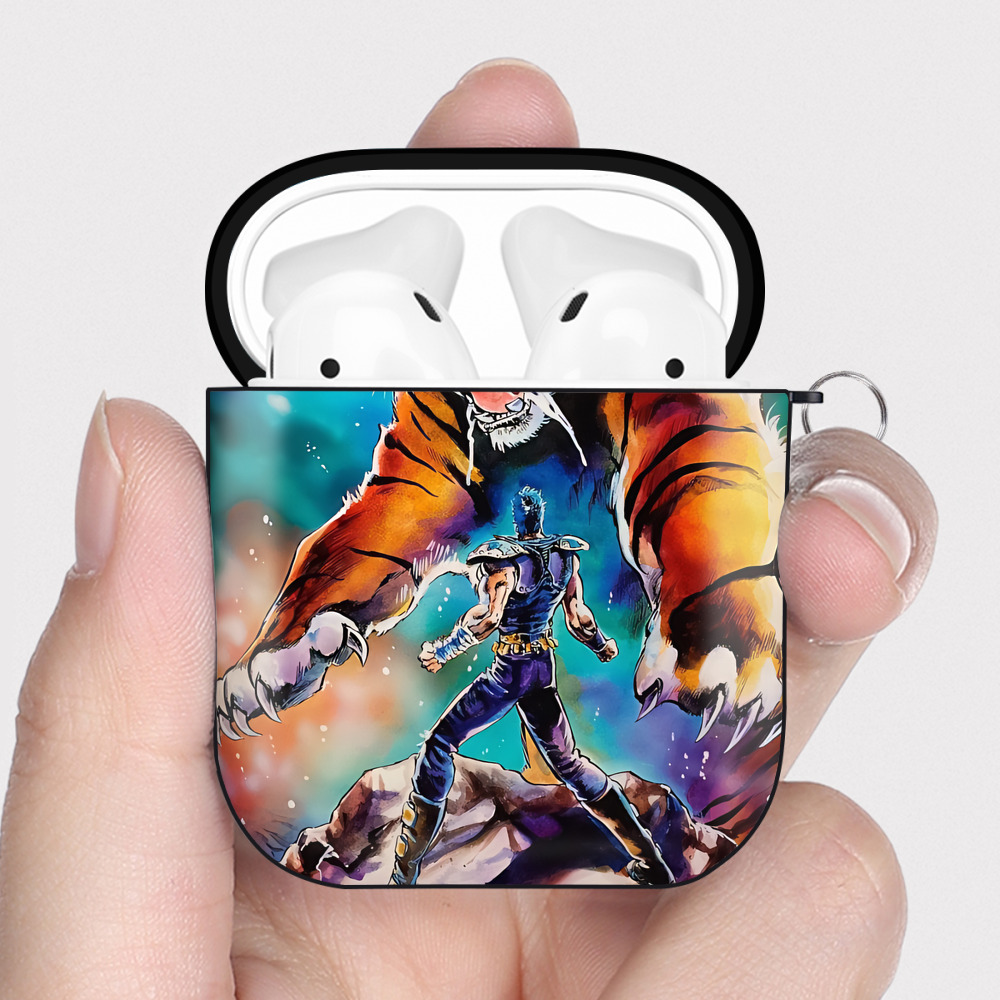 （画像用） 北斗の拳 Fist of the North Star AirPods 第2世代保護ケース ハードシェル ブラック 耐衝撃・防指紋・カラビナ付き