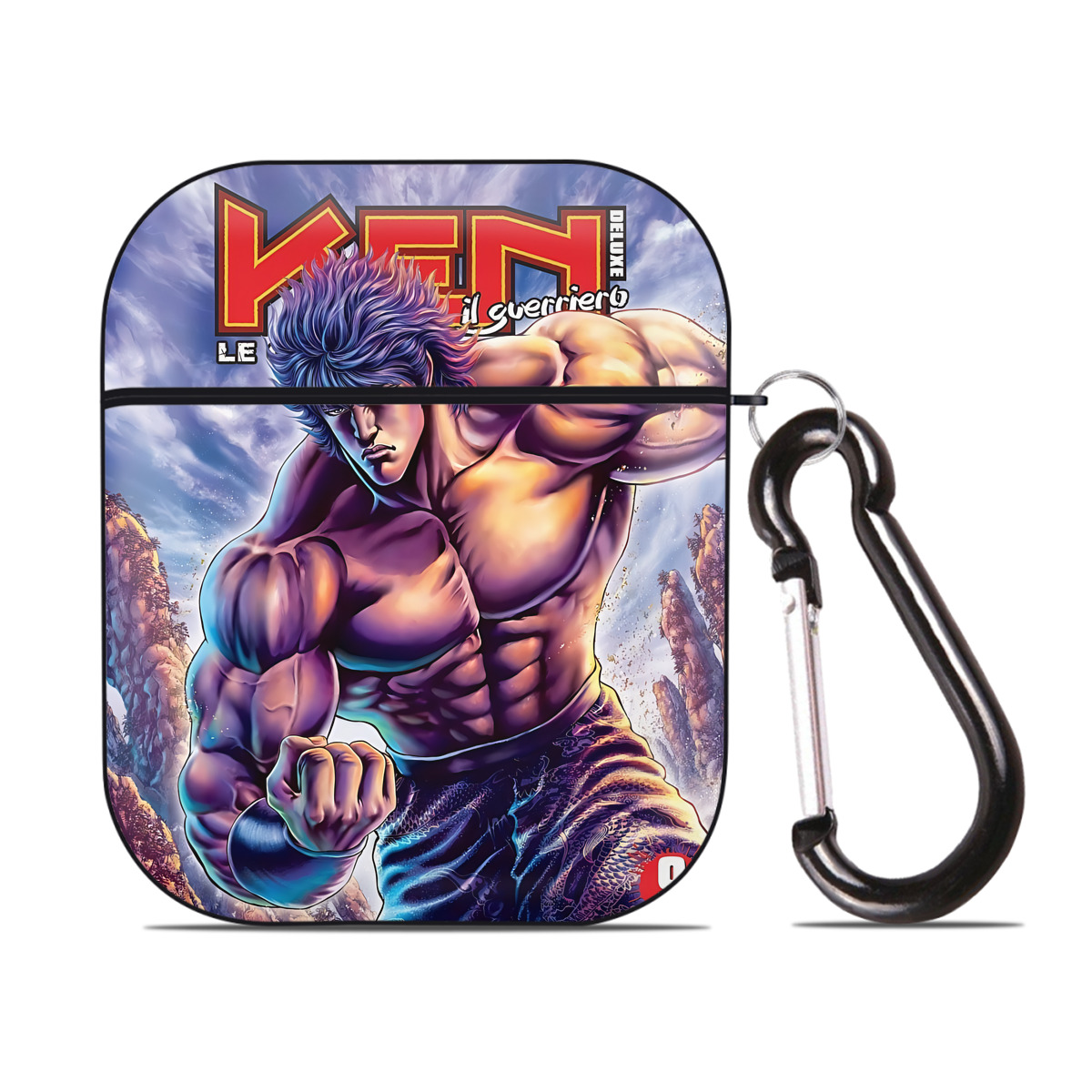 （画像用） 北斗の拳 Fist of the North Star AirPods 第2世代保護ケース ハードシェル ブラック 耐衝撃・防指紋・カラビナ付き