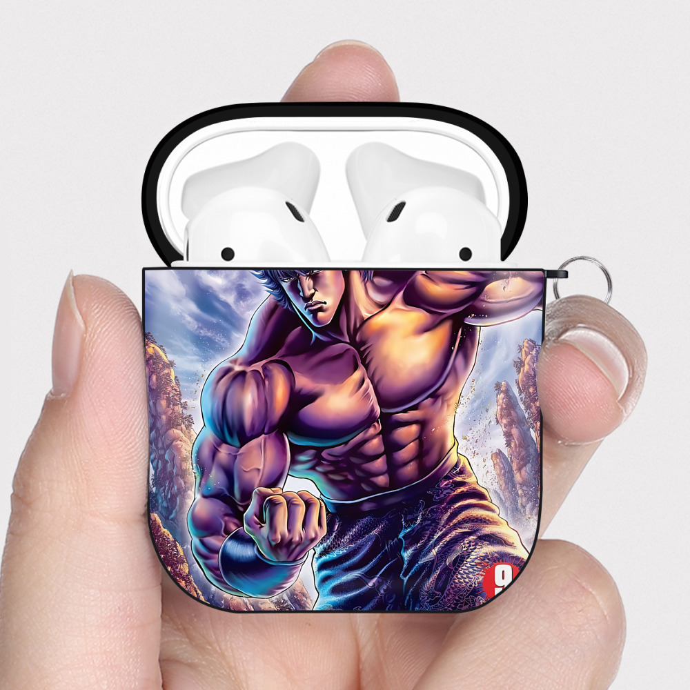 （画像用） 北斗の拳 Fist of the North Star AirPods 第2世代保護ケース ハードシェル ブラック 耐衝撃・防指紋・カラビナ付き