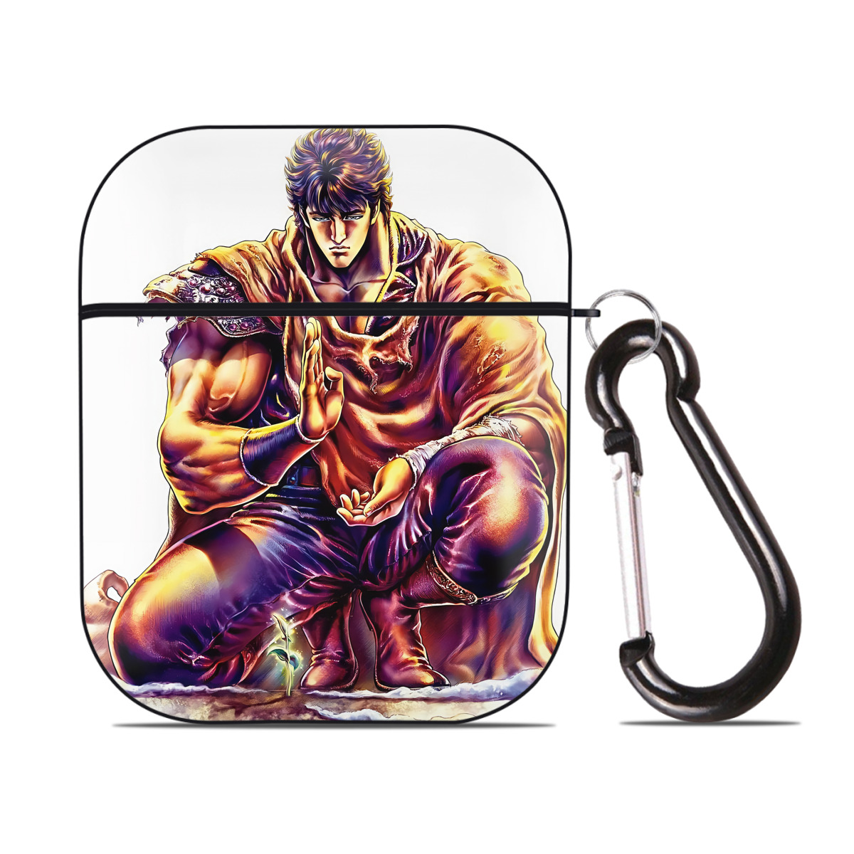 （画像用） 北斗の拳 Fist of the North Star AirPods 第2世代保護ケース ハードシェル ブラック 耐衝撃・防指紋・カラビナ付き