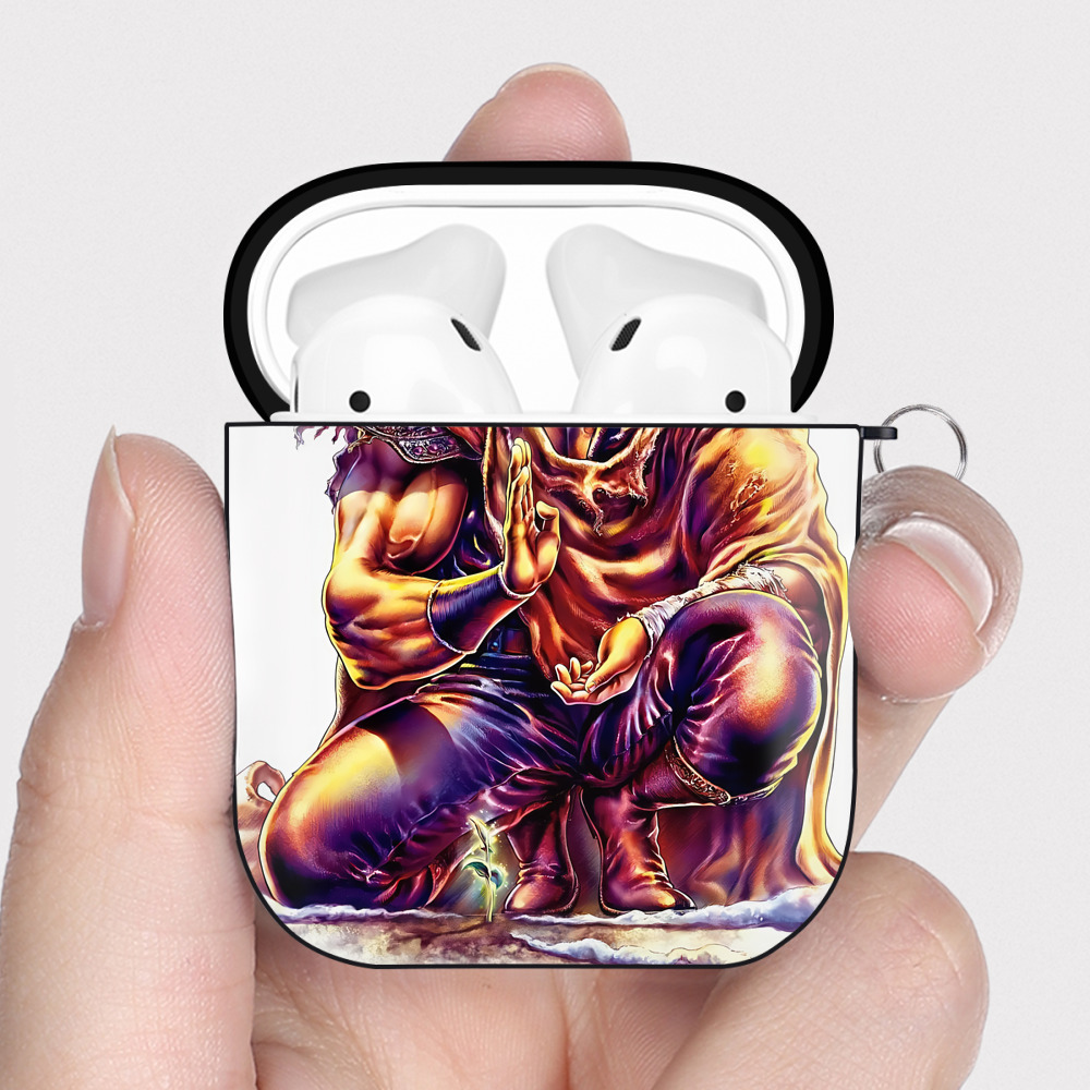 （画像用） 北斗の拳 Fist of the North Star AirPods 第2世代保護ケース ハードシェル ブラック 耐衝撃・防指紋・カラビナ付き