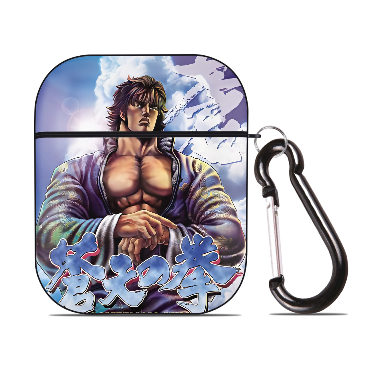 （画像用） 北斗の拳 Fist of the North Star AirPods 第2世代保護ケース ハードシェル ブラック 耐衝撃・防指紋・カラビナ付き