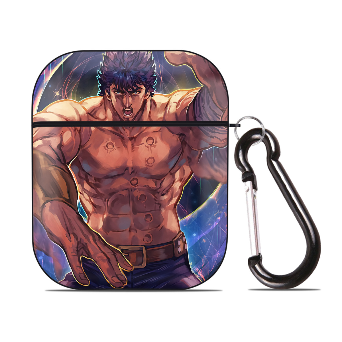 （画像用） 北斗の拳 Fist of the North Star AirPods 第2世代保護ケース ハードシェル ブラック 耐衝撃・防指紋・カラビナ付き