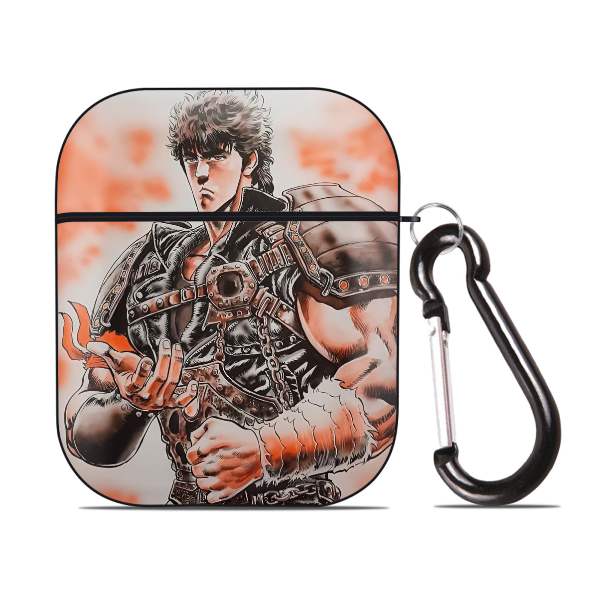 （画像用） 北斗の拳 Fist of the North Star AirPods 第2世代保護ケース ハードシェル ブラック 耐衝撃・防指紋・カラビナ付き