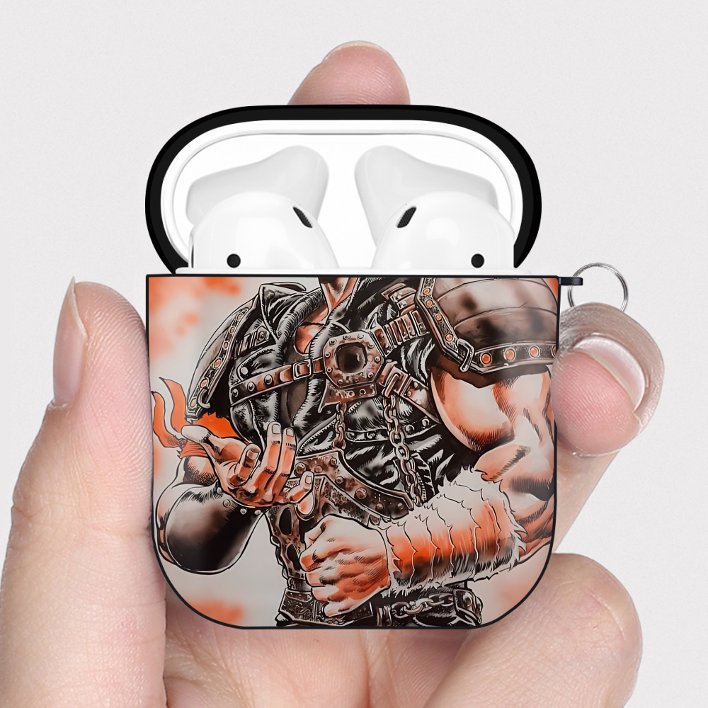 （画像用） 北斗の拳 Fist of the North Star AirPods 第2世代保護ケース ハードシェル ブラック 耐衝撃・防指紋・カラビナ付き