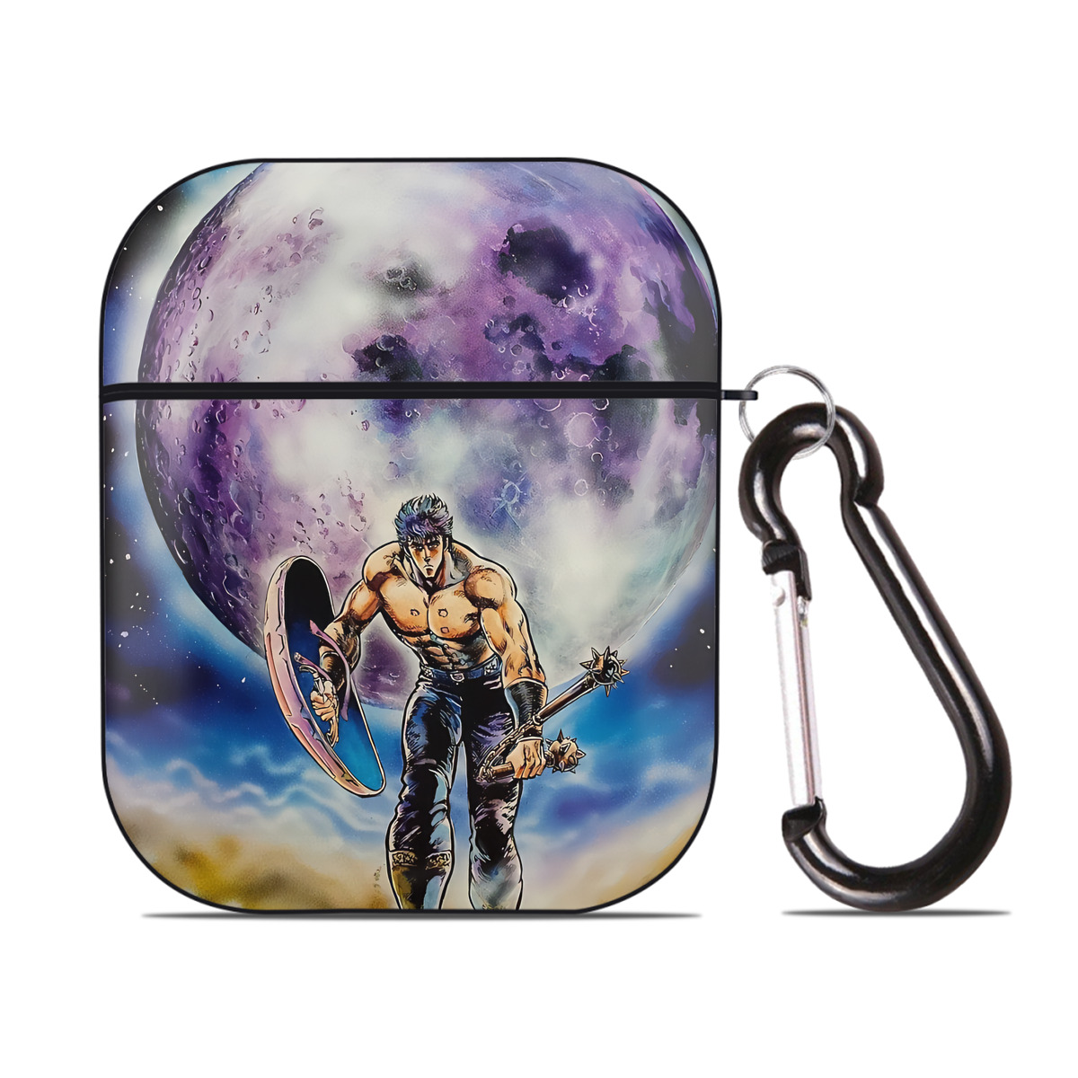 （画像用） 北斗の拳 Fist of the North Star AirPods 第2世代保護ケース ハードシェル ブラック 耐衝撃・防指紋・カラビナ付き