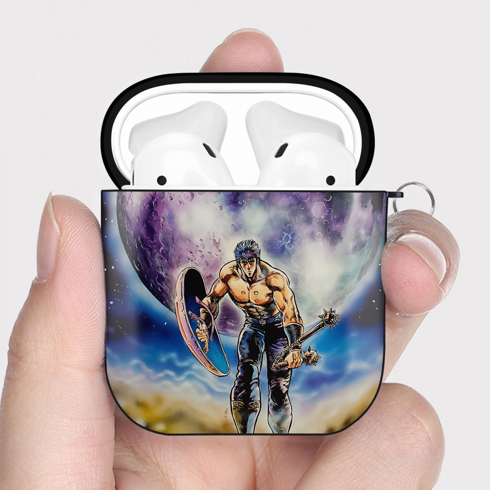 （画像用） 北斗の拳 Fist of the North Star AirPods 第2世代保護ケース ハードシェル ブラック 耐衝撃・防指紋・カラビナ付き