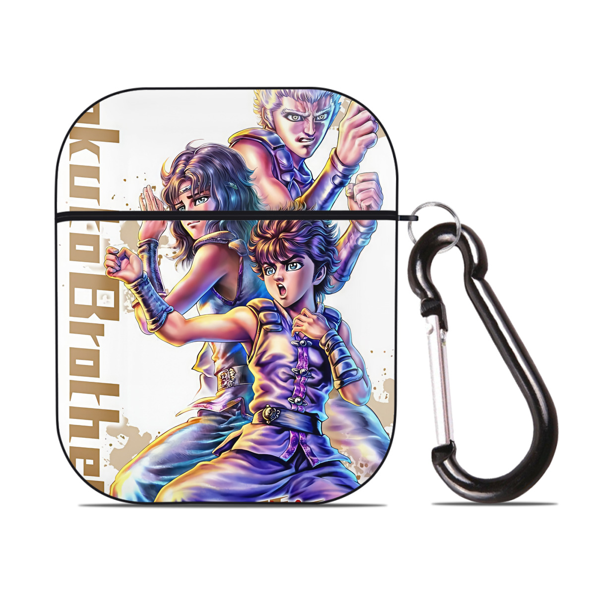 （画像用） 北斗の拳 Fist of the North Star AirPods 第2世代保護ケース ハードシェル ブラック 耐衝撃・防指紋・カラビナ付き