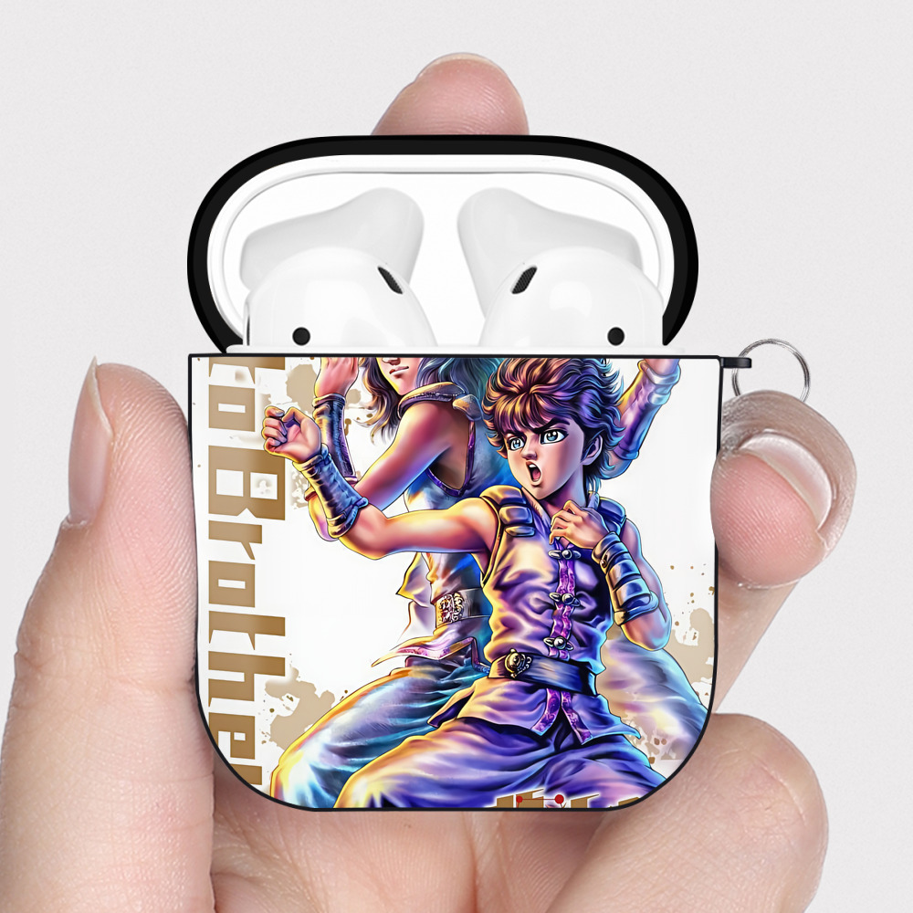 （画像用） 北斗の拳 Fist of the North Star AirPods 第2世代保護ケース ハードシェル ブラック 耐衝撃・防指紋・カラビナ付き