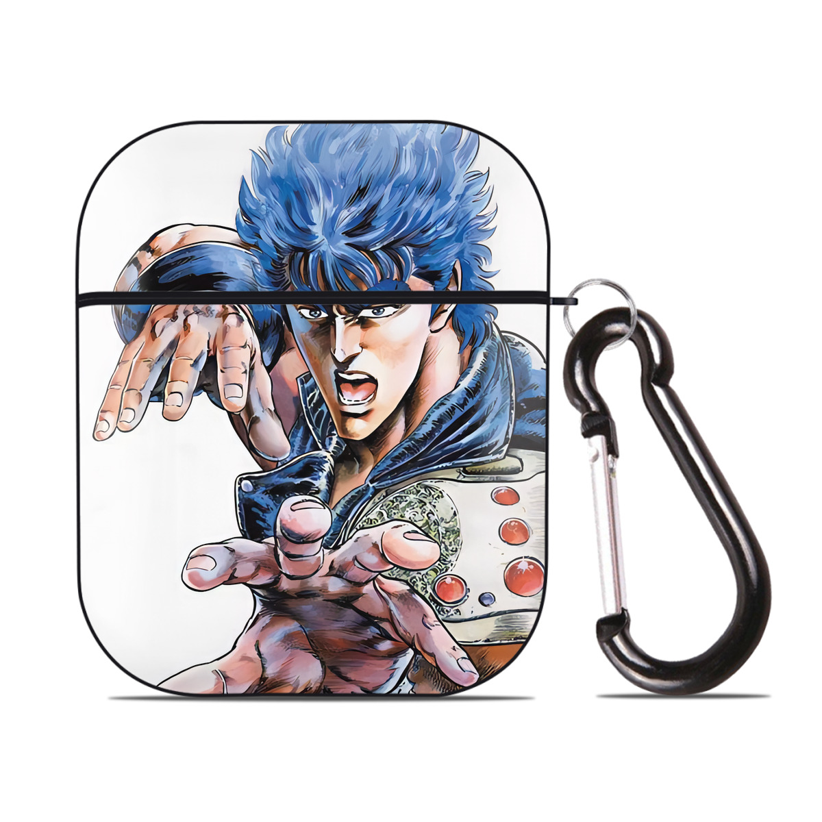 （画像用） 北斗の拳 Fist of the North Star AirPods 第2世代保護ケース ハードシェル ブラック 耐衝撃・防指紋・カラビナ付き