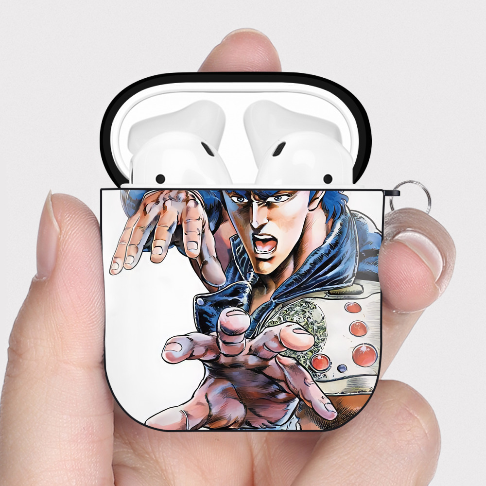 （画像用） 北斗の拳 Fist of the North Star AirPods 第2世代保護ケース ハードシェル ブラック 耐衝撃・防指紋・カラビナ付き