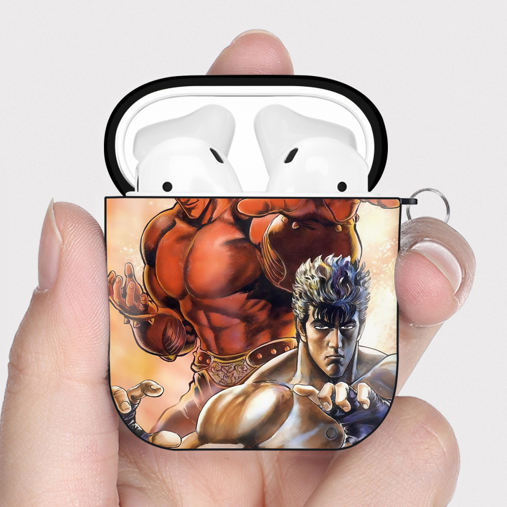 （画像用） 北斗の拳 Fist of the North Star AirPods 第2世代保護ケース ハードシェル ブラック 耐衝撃・防指紋・カラビナ付き