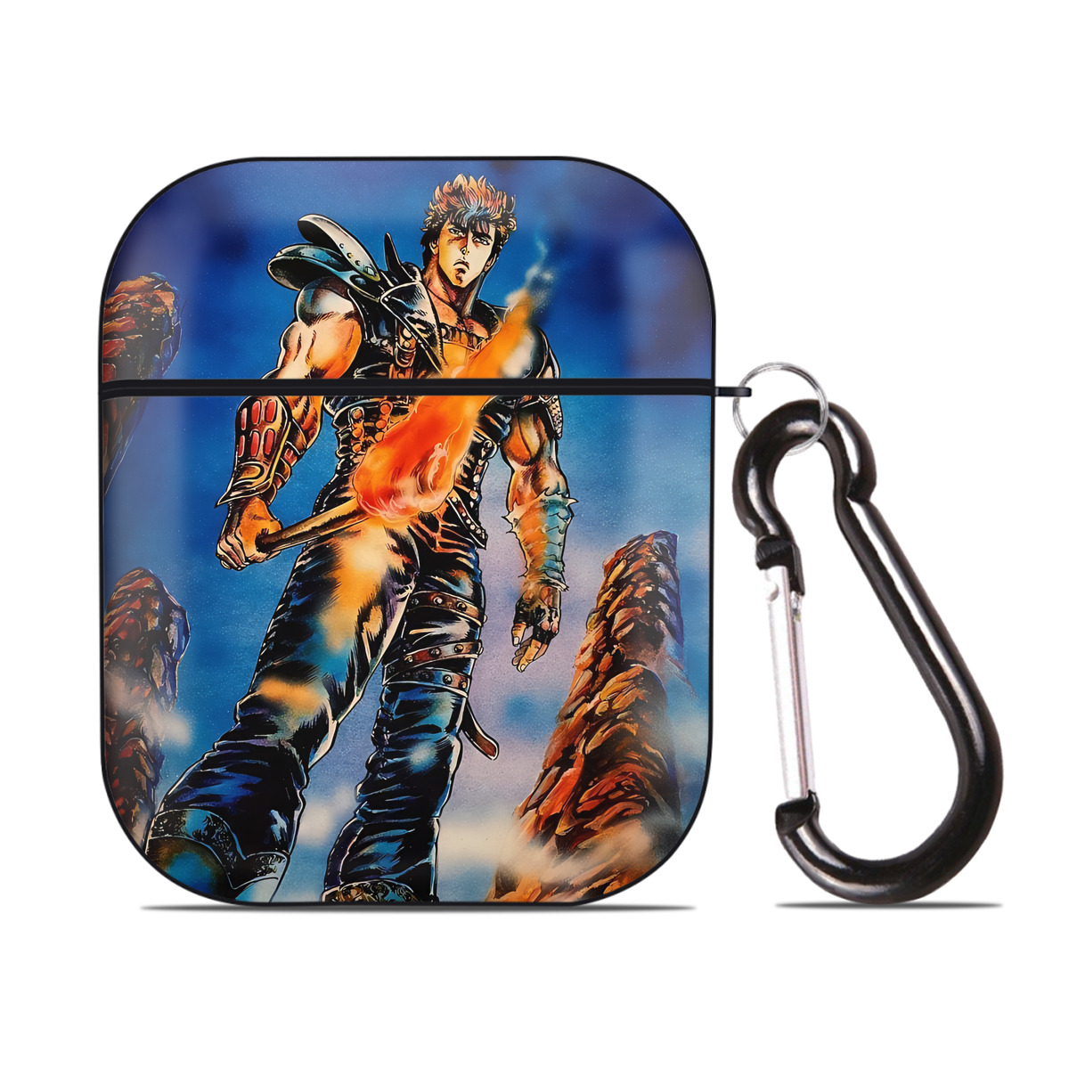 （画像用） 北斗の拳 Fist of the North Star AirPods 第2世代保護ケース ハードシェル ブラック 耐衝撃・防指紋・カラビナ付き