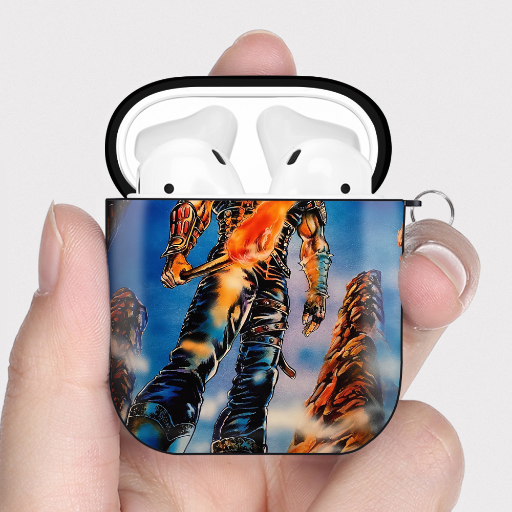 （画像用） 北斗の拳 Fist of the North Star AirPods 第2世代保護ケース ハードシェル ブラック 耐衝撃・防指紋・カラビナ付き
