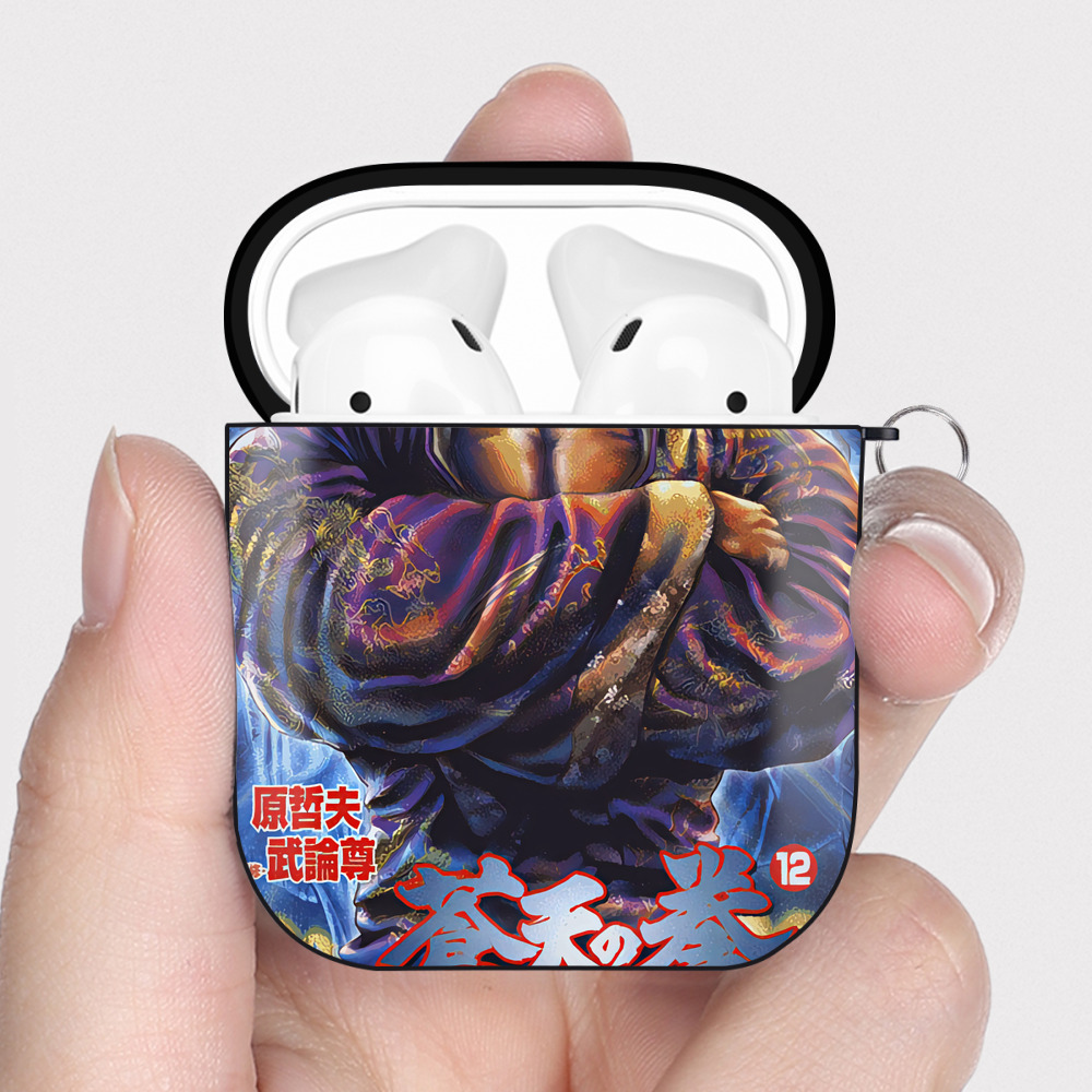 （画像用） 北斗の拳 Fist of the North Star AirPods 第2世代保護ケース ハードシェル ブラック 耐衝撃・防指紋・カラビナ付き