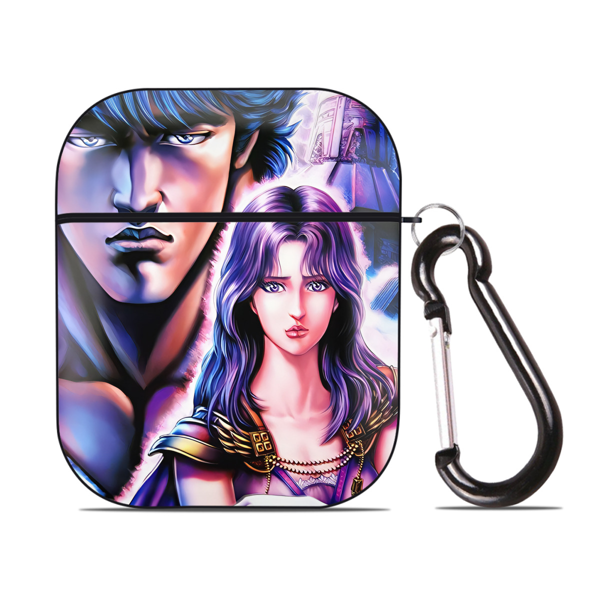 （画像用） 北斗の拳 Fist of the North Star AirPods 第2世代保護ケース ハードシェル ブラック 耐衝撃・防指紋・カラビナ付き
