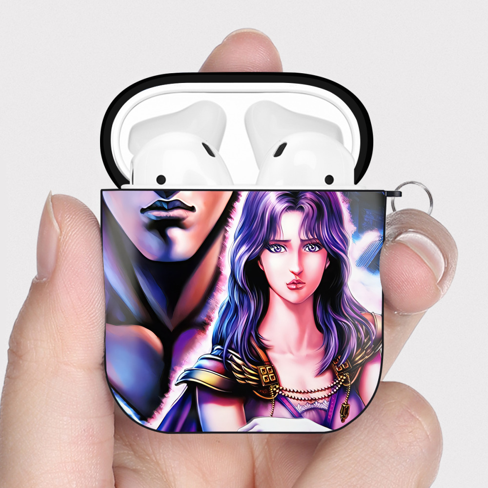 （画像用） 北斗の拳 Fist of the North Star AirPods 第2世代保護ケース ハードシェル ブラック 耐衝撃・防指紋・カラビナ付き