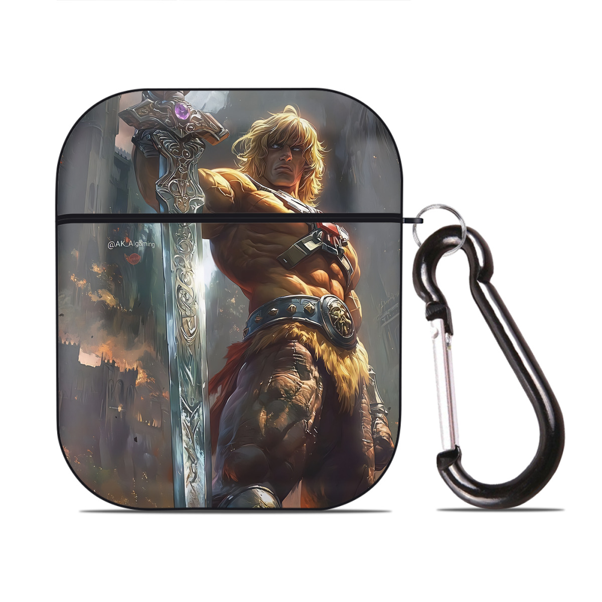 （画像用） 北斗の拳 Fist of the North Star AirPods 第2世代保護ケース ハードシェル ブラック 耐衝撃・防指紋・カラビナ付き
