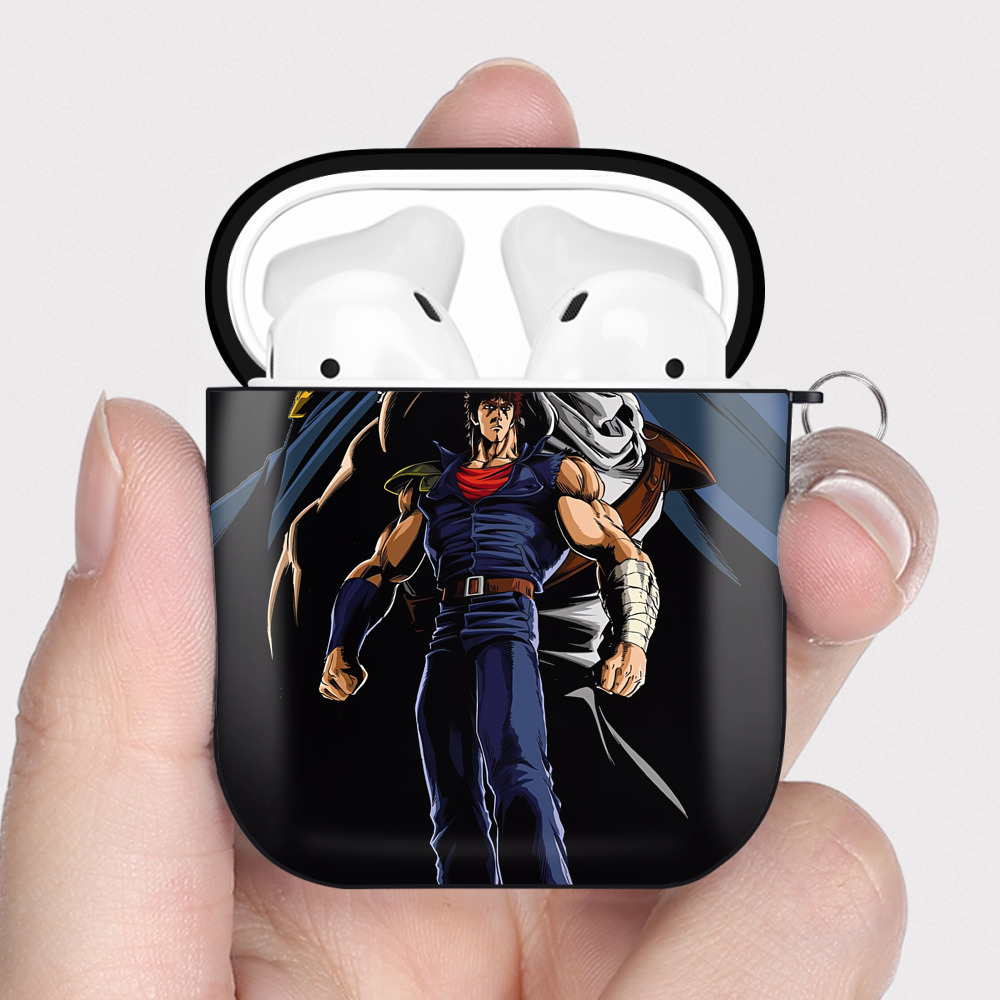 （画像用） 北斗の拳 Fist of the North Star AirPods 第2世代保護ケース ハードシェル ブラック 耐衝撃・防指紋・カラビナ付き