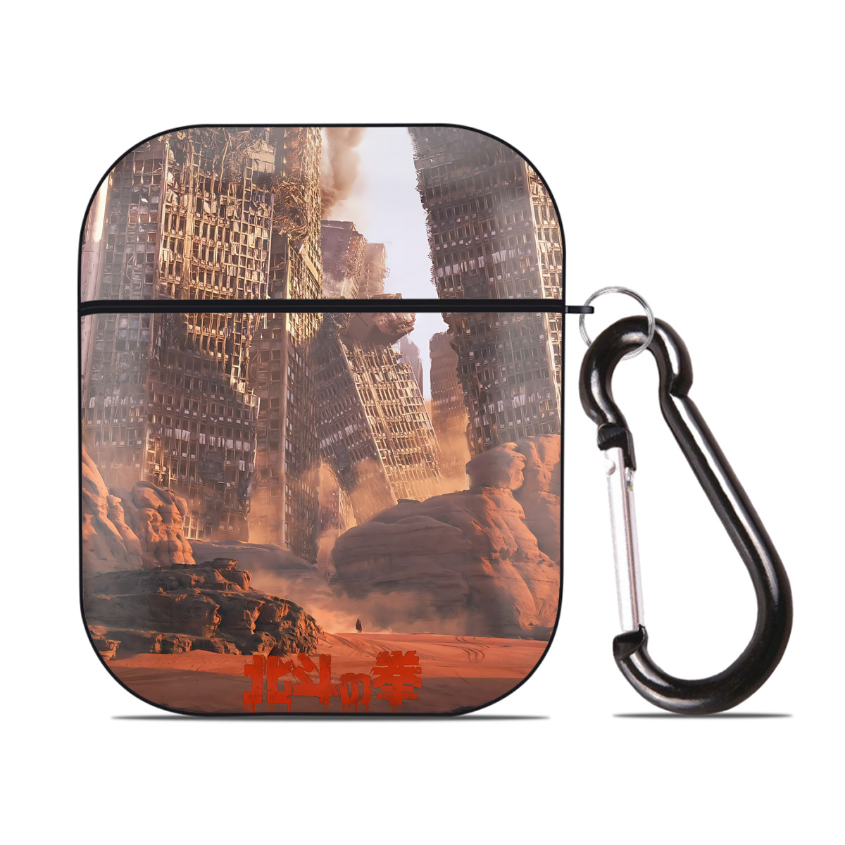 （画像用） 北斗の拳 Fist of the North Star AirPods 第2世代保護ケース ハードシェル ブラック 耐衝撃・防指紋・カラビナ付き