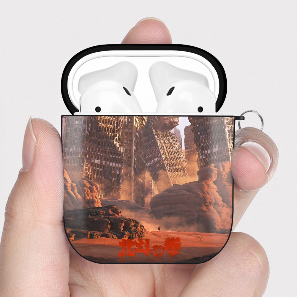 （画像用） 北斗の拳 Fist of the North Star AirPods 第2世代保護ケース ハードシェル ブラック 耐衝撃・防指紋・カラビナ付き