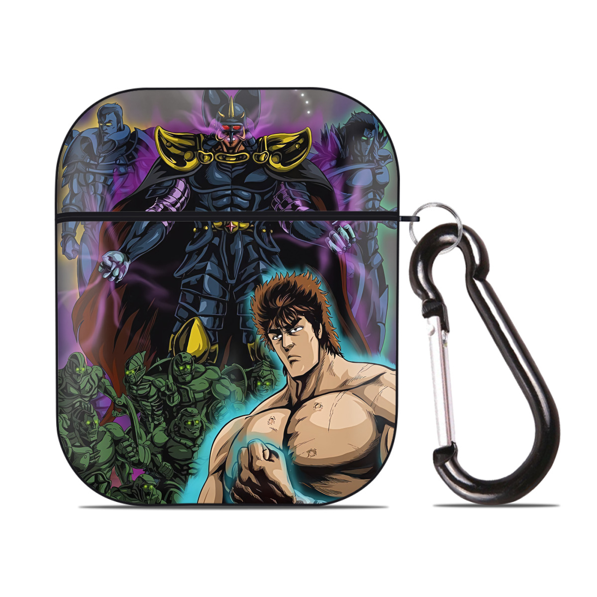 （画像用） 北斗の拳 Fist of the North Star AirPods 第2世代保護ケース ハードシェル ブラック 耐衝撃・防指紋・カラビナ付き
