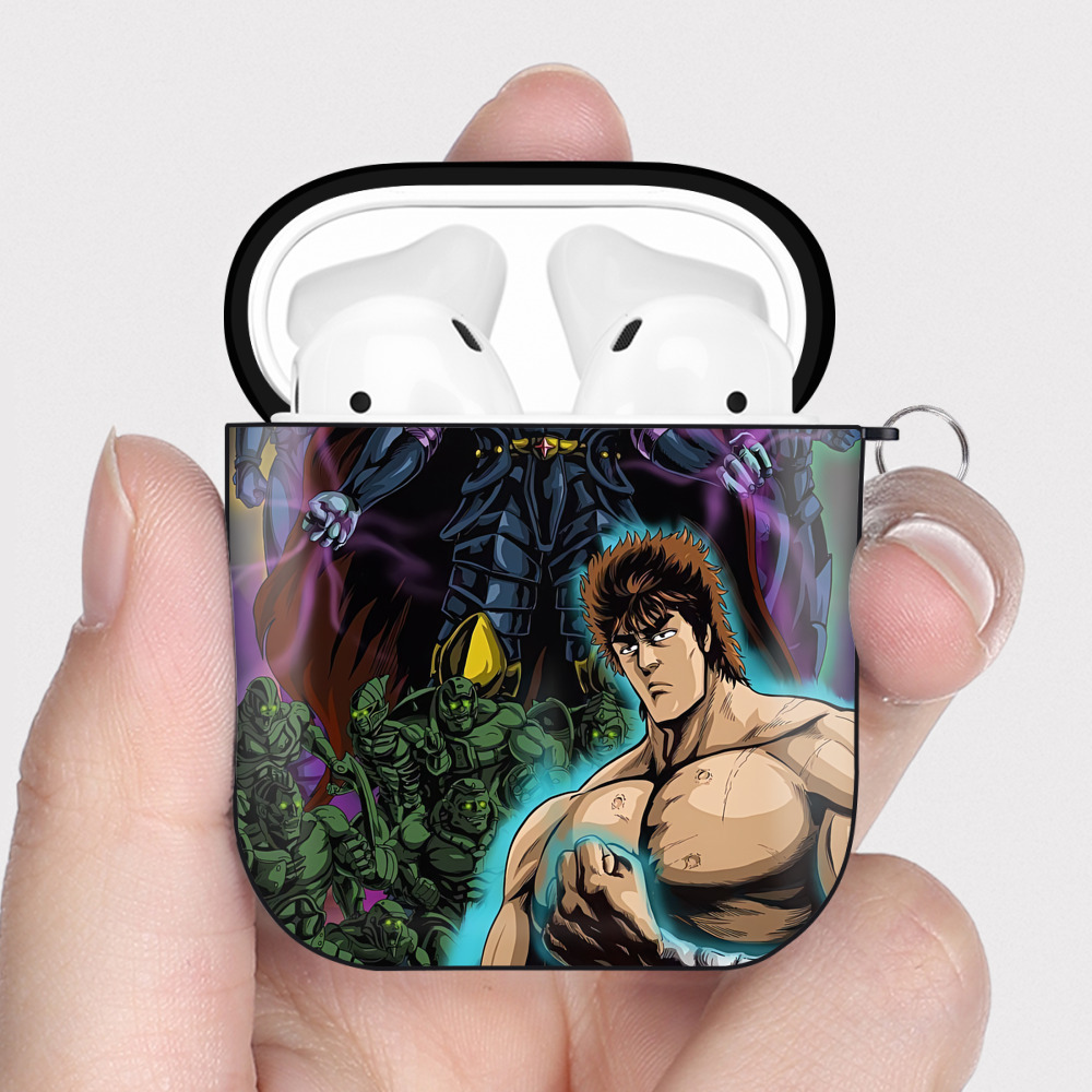（画像用） 北斗の拳 Fist of the North Star AirPods 第2世代保護ケース ハードシェル ブラック 耐衝撃・防指紋・カラビナ付き