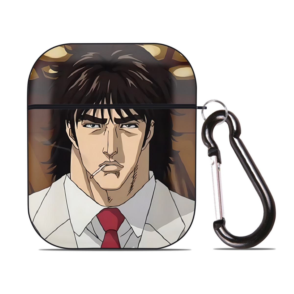 （画像用） 北斗の拳 Fist of the North Star AirPods 第2世代保護ケース ハードシェル ブラック 耐衝撃・防指紋・カラビナ付き