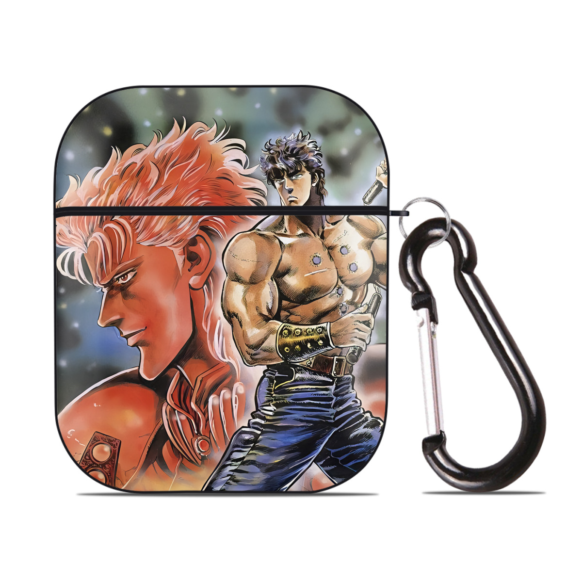（画像用） 北斗の拳 Fist of the North Star AirPods 第2世代保護ケース ハードシェル ブラック 耐衝撃・防指紋・カラビナ付き