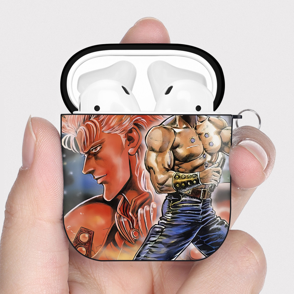 （画像用） 北斗の拳 Fist of the North Star AirPods 第2世代保護ケース ハードシェル ブラック 耐衝撃・防指紋・カラビナ付き