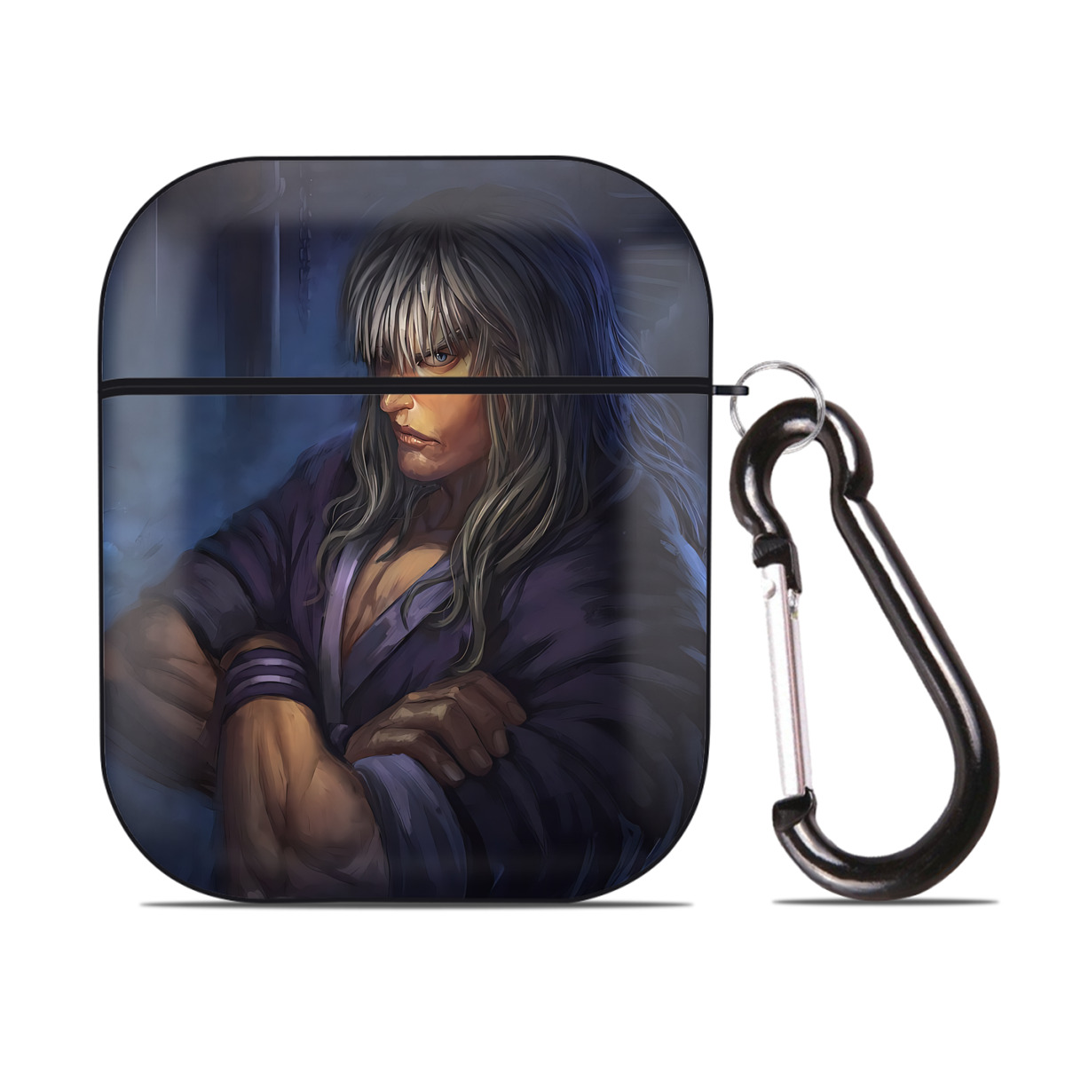 （画像用） 北斗の拳 Fist of the North Star AirPods 第2世代保護ケース ハードシェル ブラック 耐衝撃・防指紋・カラビナ付き