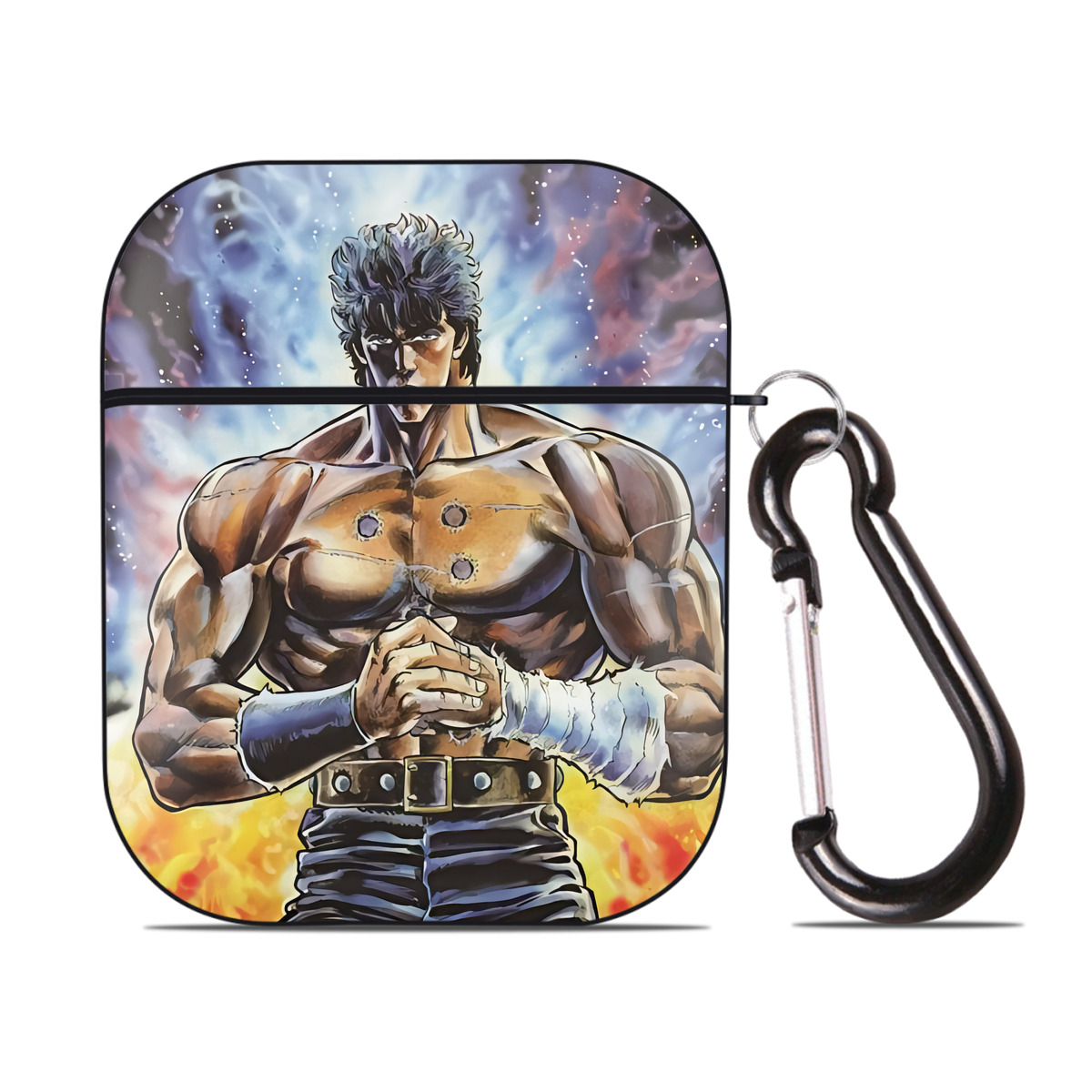 （画像用） 北斗の拳 Fist of the North Star AirPods 第2世代保護ケース ハードシェル ブラック 耐衝撃・防指紋・カラビナ付き