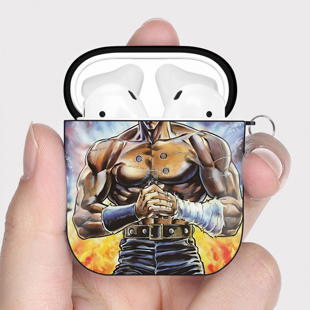 （画像用） 北斗の拳 Fist of the North Star AirPods 第2世代保護ケース ハードシェル ブラック 耐衝撃・防指紋・カラビナ付き