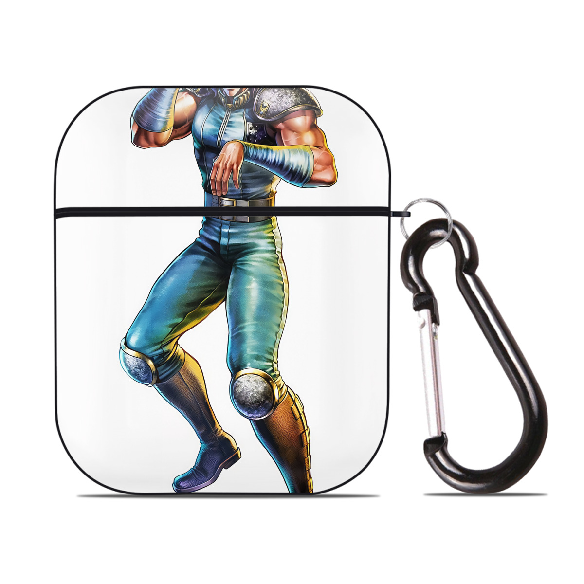 （画像用） 北斗の拳 Fist of the North Star AirPods 第2世代保護ケース ハードシェル ブラック 耐衝撃・防指紋・カラビナ付き