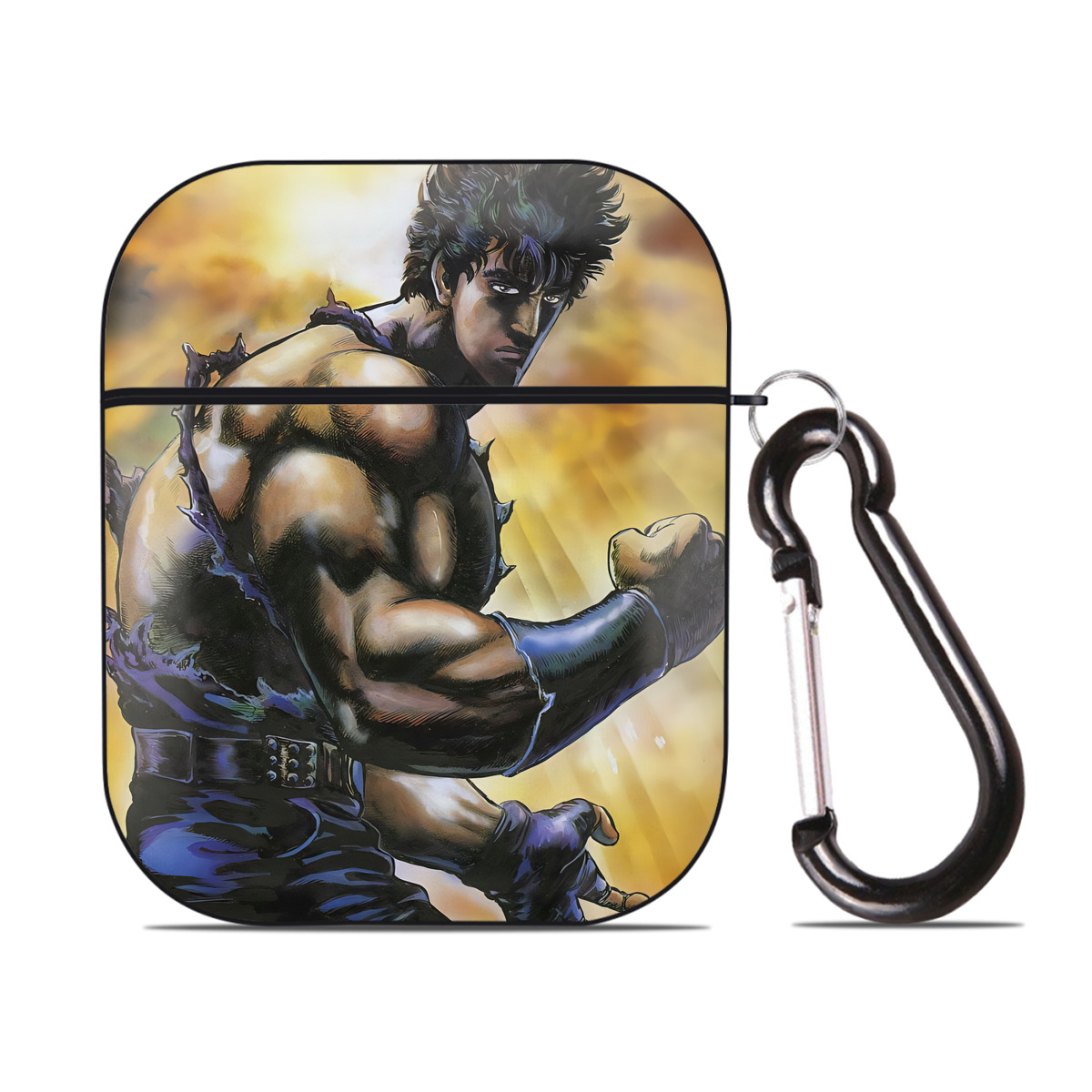 （画像用） 北斗の拳 Fist of the North Star AirPods 第2世代保護ケース ハードシェル ブラック 耐衝撃・防指紋・カラビナ付き