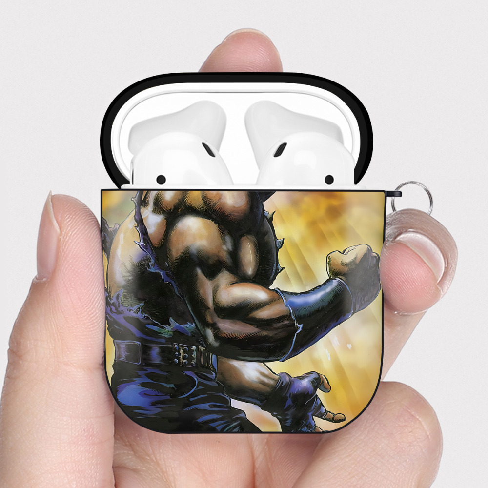 （画像用） 北斗の拳 Fist of the North Star AirPods 第2世代保護ケース ハードシェル ブラック 耐衝撃・防指紋・カラビナ付き