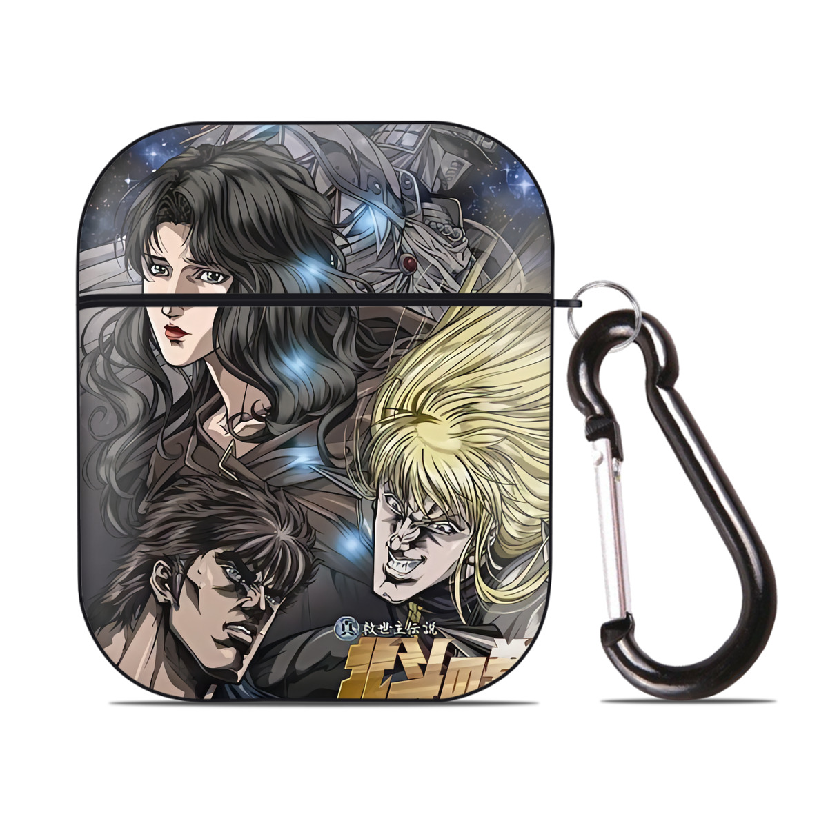 （画像用） 北斗の拳 Fist of the North Star AirPods 第2世代保護ケース ハードシェル ブラック 耐衝撃・防指紋・カラビナ付き
