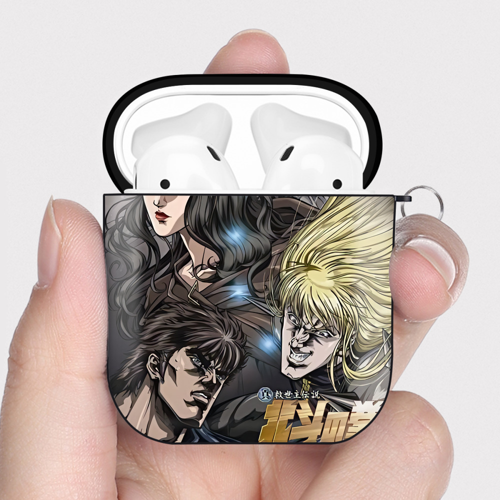 （画像用） 北斗の拳 Fist of the North Star AirPods 第2世代保護ケース ハードシェル ブラック 耐衝撃・防指紋・カラビナ付き