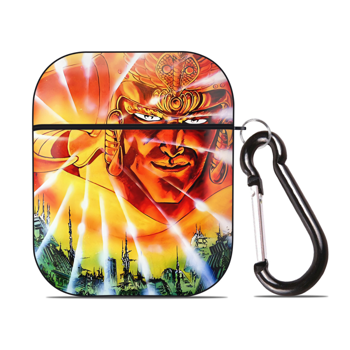 （画像用） 北斗の拳 Fist of the North Star AirPods 第2世代保護ケース ハードシェル ブラック 耐衝撃・防指紋・カラビナ付き