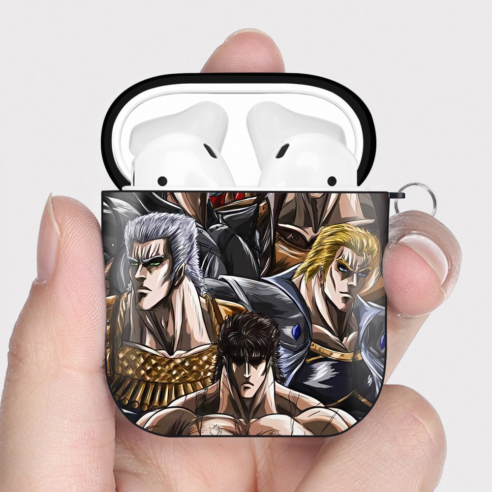 （画像用） 北斗の拳 Fist of the North Star AirPods 第2世代保護ケース ハードシェル ブラック 耐衝撃・防指紋・カラビナ付き